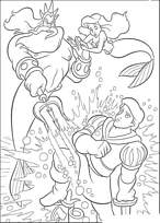 coloriage Neptune le papa de la petite sirene foudroie le prince